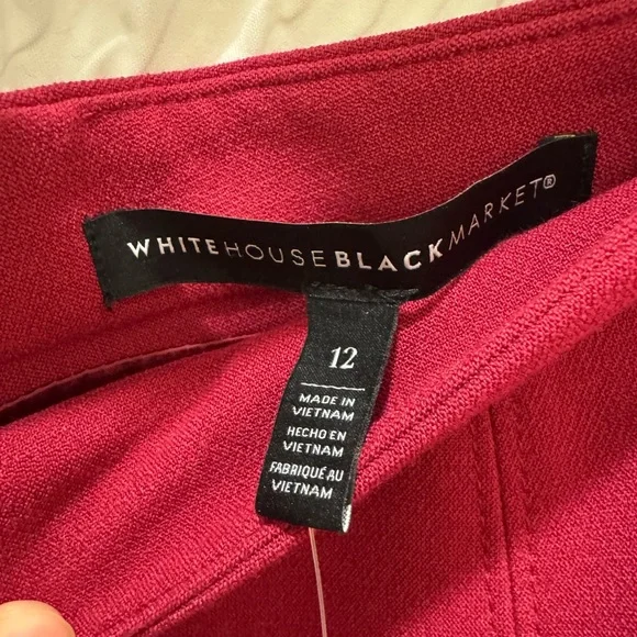 NWT White House Black Market Flounce Hem Pencil Skirt Empress Red Size 12 - Picture 2 of 5